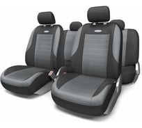 Авточехлы AUTOPROFI EVOLUTION, велюр, 11 предм., карман, 3 молнии чёрн./т.серый, разм. М EVO-1105 BK/D.GY (M)