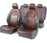 Авточехлы AUTOPROFI DINAMICA, экокожа/экокожа, нов. лекало Slip Cover, 15 предм., карман, 6 молний, AIRBAG чёрн./коричневый DIN-1505GF BK/BR