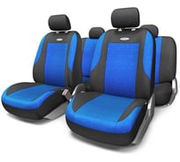 Авточехлы AUTOPROFI EVOLUTION, велюр, 11 предм., карман, 3 молнии чёрн./синий, разм. М EVO-1105 BK/BL (M)