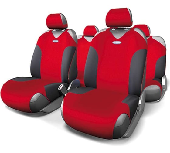 Авточехлы-майки AUTOPROFI FORMULA, полиэстер, 8 предметов чёрн./красный FOR-802 BK/RD