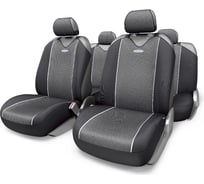 Авточехлы-майки AUTOPROFI CARBON PLUS Zippers, закрытое сиденье, полиэстер под карбон, 9 предметов, 6 молний чёрн./серый CRB-902PZ BK/GY