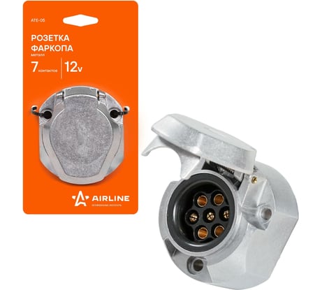 Розетка фаркопа 12В, 7 контактов, металл Airline ATE-05
