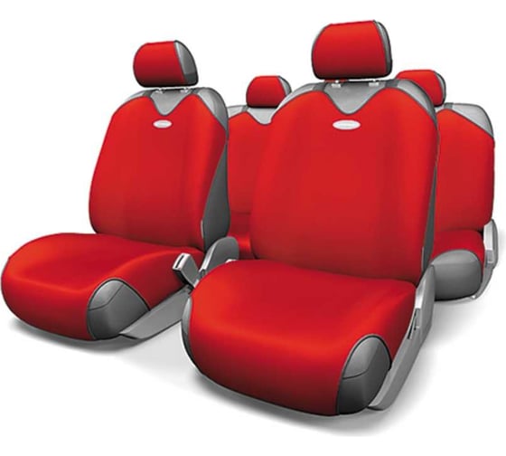 Авточехлы-майки AUTOPROFI R-1 SPORT, полиэстер, 9 предметов красный R-802 RD 1