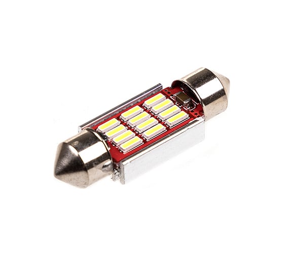 Автолампа диод SKYWAY T11 C5W 12 SMD диодов 1-контурная 36мм обманка белая S08201309