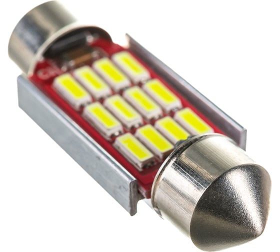 Автолампа диод SKYWAY T11 C5W 12 SMD диодов 1-контурная 36мм обманка белая S08201309