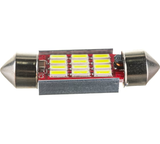 Автолампа диод SKYWAY T11 C5W 12 SMD диодов 1-контурная 36мм обманка белая S08201309