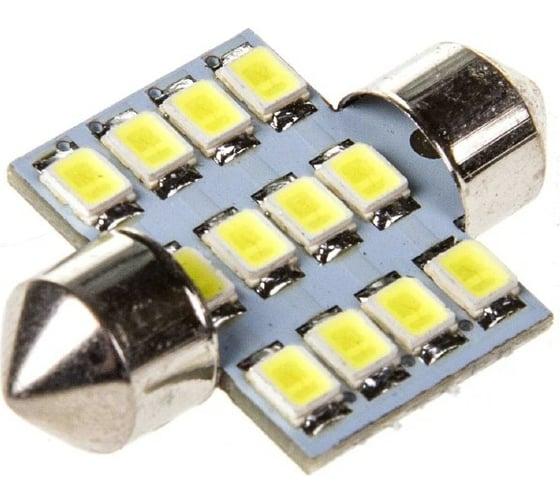Автолампа диод SKYWAY T11 C5W 12 SMD диодов 1-контурная 36мм белая S08201156