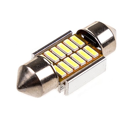 Автолампа SKYWAY диод T11 (C5W) 12V 12 SMD диодов 1-конт 31мм белая, 2 шт. S08201312