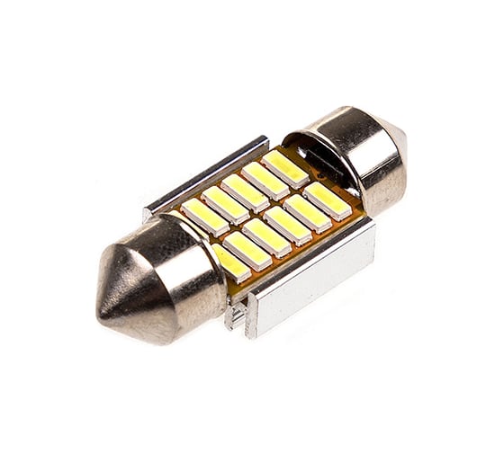 Автолампа SKYWAY диод T11 (C5W) 12V 12 SMD диодов 1-конт 31мм белая, 2 шт. S08201312