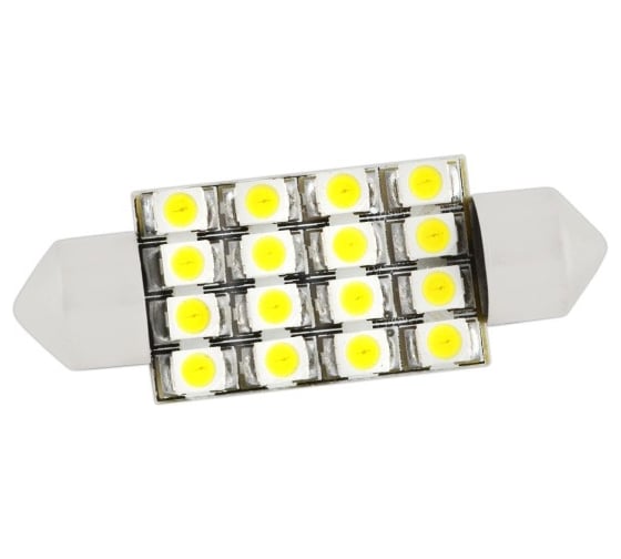 Автолампа диод SKYWAY T11 C5W 16 SMD диода 1-контурная 39мм белая S08201161