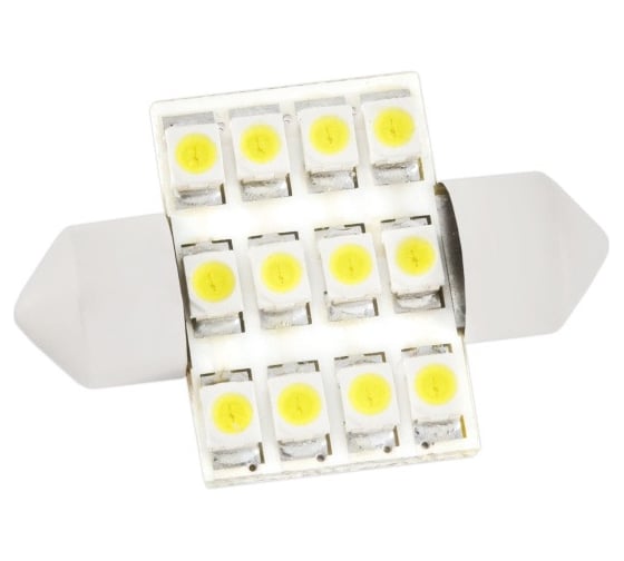 Автолампа диод SKYWAY T11 C5W 12 SMD диода 1-контурная 36мм белая S08201158