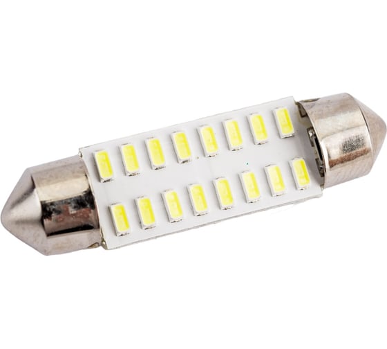 Автолампа диод SKYWAY T11 C5W 16 SMD диодов 1-контурная 39мм белая S08201378