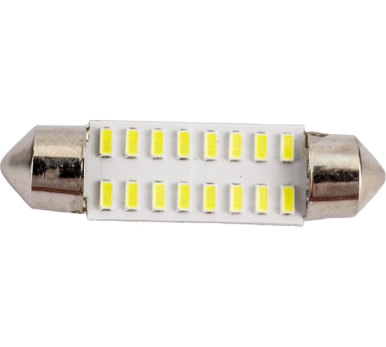 Автолампа диод SKYWAY T11 C5W 16 SMD диодов 1-контурная 39мм белая S08201378