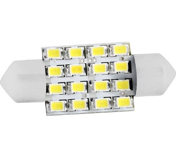 Автолампа диод SKYWAY T11 C5W 16 SMD диодов 1-контурная 36мм белая S08201162
