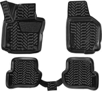 Ковры Airline для Skoda Yeti 09-, 4 шт., крепеж, высокий борт, 3D с подпятником, ТЭП, черные ACM-PS-62