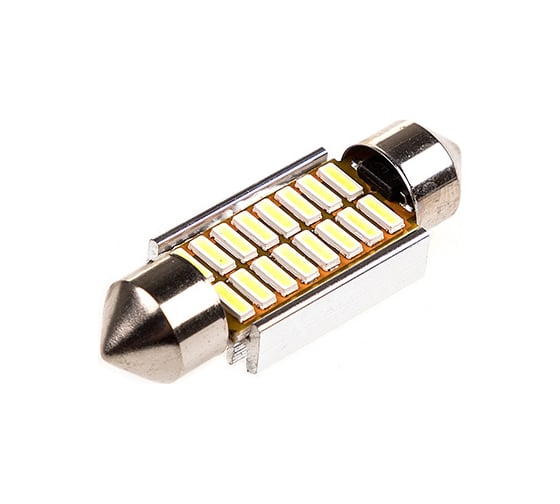 Автолампа SKYWAY диод T11 (C5W) 12V 16 SMD диодов 1-контакт, 36 мм, белая, в комплекте 2 шт S08201313