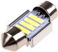Автолампа диод SKYWAY T11 C5W 4 SMD диода 1-контурная 31мм обманка белая S08201310