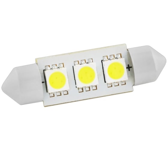 Автолампа диод SKYWAY T11 C5W 3 SMD диода 1-контурная 36мм белая S08201166