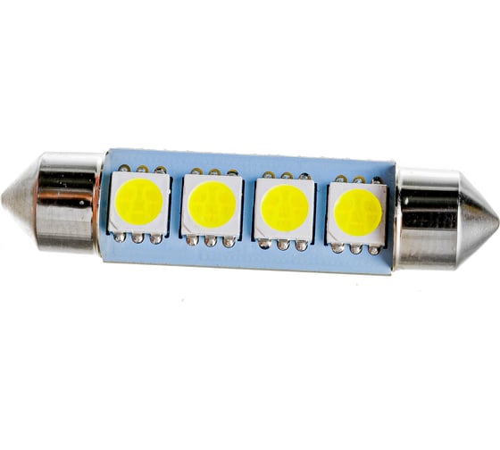 Автолампа SKYWAY диод T11 (C5W) 12V 4 SMD диода 1-конт 41мм белая, 2 шт. S08201172