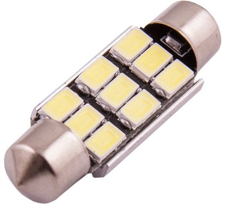Автолампа диод SKYWAY T11 C5W 9 SMD 1-контурная 39мм обманка белая S08201151