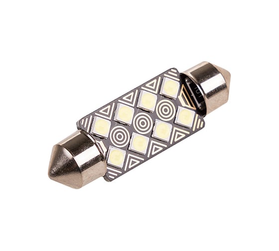 Автолампа диод SKYWAY T11 C5W 8 SMD диодов 1-контурная 39мм биполярная белая S08201402