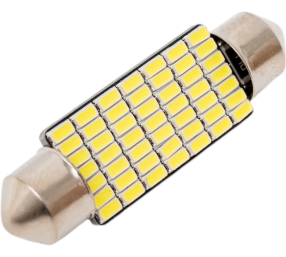Автолампа диод SKYWAY T11 C5W 49 SMD диодов 1-контурная 41мм обманка белая S08201405