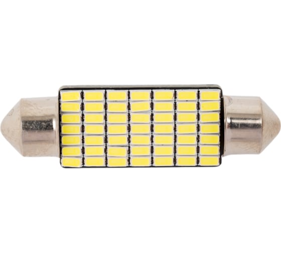 Автолампа диод SKYWAY T11 C5W 49 SMD диодов 1-контурная 41мм обманка белая S08201405