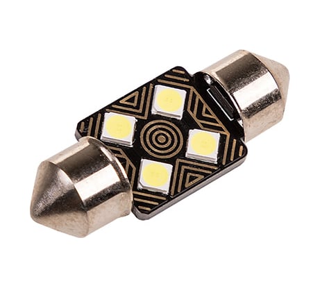 Автолампа SKYWAY диод T11 (C5W) 12V 4 SMD диода 1-конт 31мм (CANBUS) белая, 2 шт. S08201404