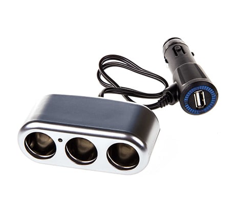 Разветвитель прикуривателя 3 гнезда + USB SKYWAY предохранитель 10А, USB 1A S02301013 SL