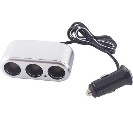 Разветвитель прикуривателя 3 гнезда SKYWAY Серебристый, предохранитель 10А S02301025