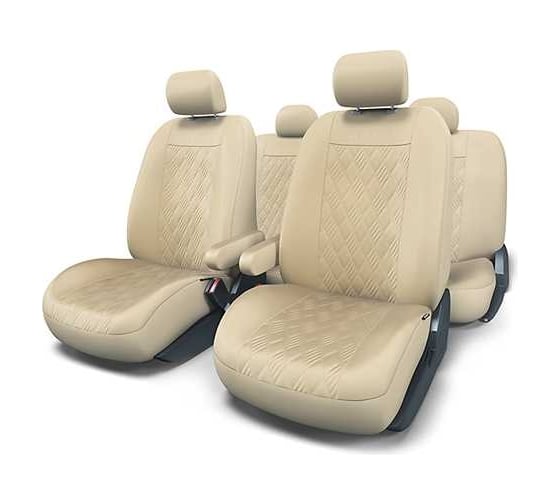 Авточехлы AUTOPROFI PERSONA, искусств. кожа, 13 предм., карман, 6 молний бежевый, разм. М PER-1305G BE (M)
