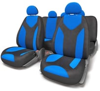 Авточехлы AUTOPROFI MATRIX, форм. велюр, 11 предм., карман, 3 молнии чёрн./синий, разм. М MTX-1105 BK/BL (M)