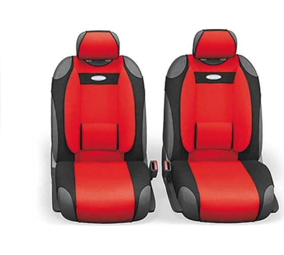 Авточехлы-майки AUTOPROFI COMFORT, анатом. поддержка, велюр, 9 предм. чёрн./красный COM-905T BK/RD