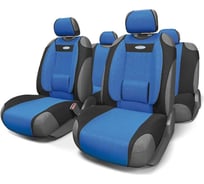 Авточехлы-майки AUTOPROFI COMFORT, анатом. поддержка, велюр, 9 предм. чёрн./синий COM-905T BK/BL