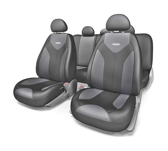 Авточехлы AUTOPROFI MATRIX, искусствен. кожа, 11 предм., карман, 3 молнии чёрн./т.серый, разм.S MTX-1105G BK/D.GY (S)