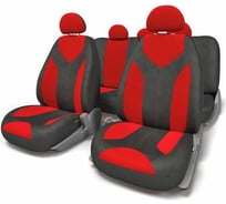Авточехлы AUTOPROFI MATRIX, форм. велюр, 11 предм., карман, 3 молнии чёрн./красный, разм.S MTX-1105 BK/RD (S)