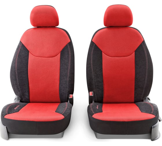 Авточехлы AUTOPROFI DINAMICA велюр/сетка AIR MESH, нов. лекало Slip Cover, 15 предм., карман, 6 молний, AIRBAG, черн./красный DIN-1505VM BK/RD