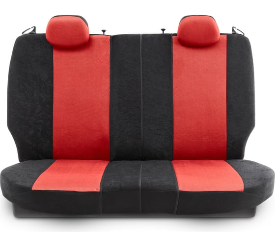 Авточехлы AUTOPROFI DINAMICA велюр/сетка AIR MESH, нов. лекало Slip Cover, 15 предм., карман, 6 молний, AIRBAG, черн./красный DIN-1505VM BK/RD