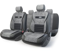 Авточехлы AUTOPROFI MULTI COMFORT мультиконтурные, 5 ортопед. поддержек, велюр+формованный велюр, 11 предм., карман, 6 молниий, черн./т.серый, разм. М MLT-1105 BK/D.GY (M)