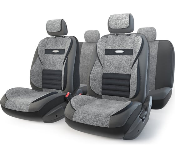 Авточехлы AUTOPROFI MULTI COMFORT мультиконтурные, 5 ортопед. поддержек, велюр+формованный велюр, 11 предм., карман, 6 молниий, черн./т.серый, разм. М MLT-1105 BK/D.GY (M)