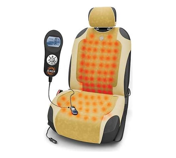 Чехол-майка AUTOPROFI с подогревом ЖАRА, с цифровым LCD контроллером, 12V т.беж./св.бежевый HOT-700 D.BE/L.BE