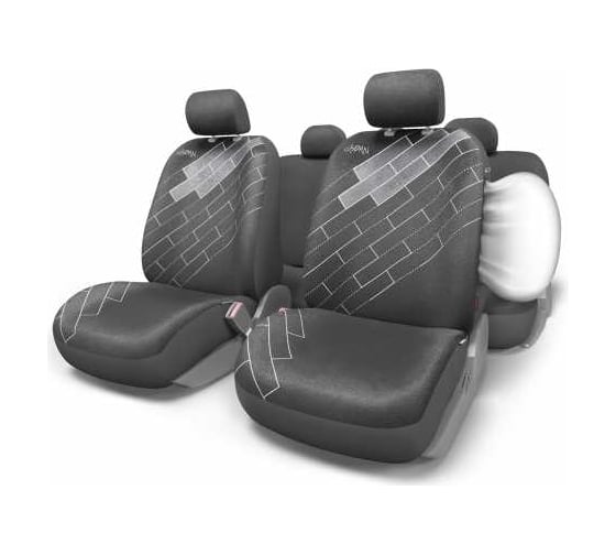 Авточехлы AUTOPROFI URBAN, алькантара, 11 предм., карман, 6 молний, AIRBAG чёрный, разм. М URB-1105 BK (M)