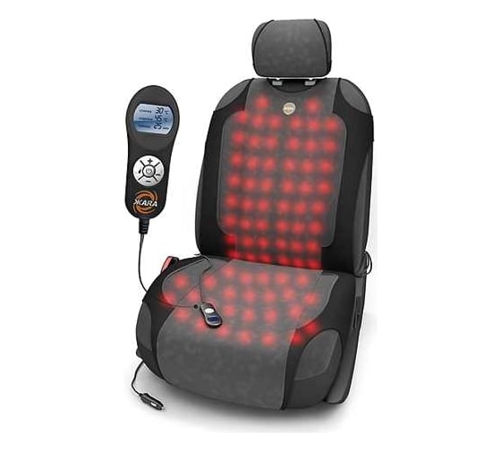 Чехол-майка AUTOPROFI с подогревом ЖАRА, с цифровым LCD контроллером, 12V чёрн./т.серый HOT-700 BK/D.GY