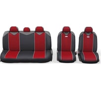 Майки AUTOPROFI CARBON PLUS Zippers закрытое сиденье, полиэстер под карбон, 9 предметов, 6 молний, черн./красный CRB-902PZ BK/RD