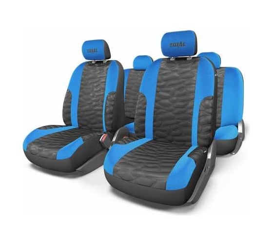 Авточехлы AUTOPROFI TRIAL, имитация кожи + алькантара, 11 предм., карман, 6 молний, AIRBAG чёрн./синий, разм. М TRL-1105 BK/BL (M)