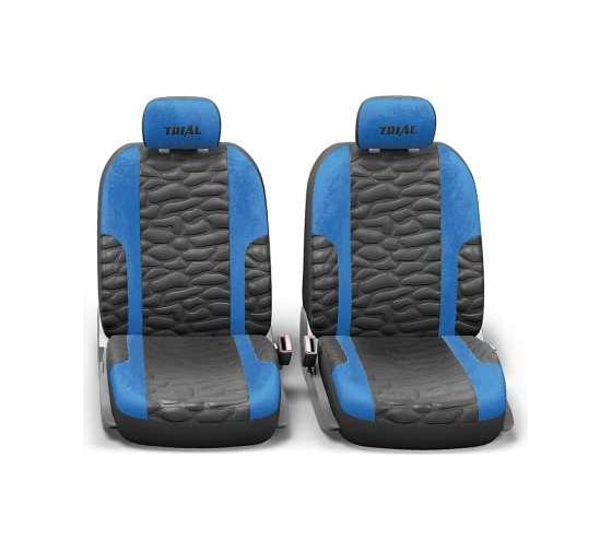 Авточехлы AUTOPROFI TRIAL, имитация кожи + алькантара, 11 предм., карман, 6 молний, AIRBAG чёрн./синий, разм. М TRL-1105 BK/BL (M)