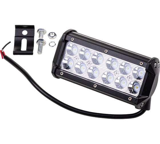 Прямоугольная светодиодная фара SKYWAY OFF ROAD 12V/24V 36W 6000K 12 диодов дальний свет S08401003