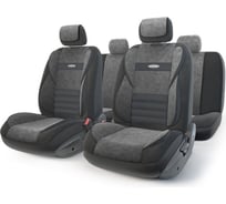 Авточехлы AUTOPROFI MULTI COMFORT, мультиконтурные, 5 ортопед. поддержек, велюр+формованный велюр, 11 предм., карман, 6 молниий чёрый, разм. М MLT-1105 BK/BK (M)