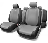 Авточехлы AUTOPROFI GENERATION, велюр, 11 предм., карман, 3 молнии чёрн./т.серый, разм. М GEN-1105 BK/D.GY (M)