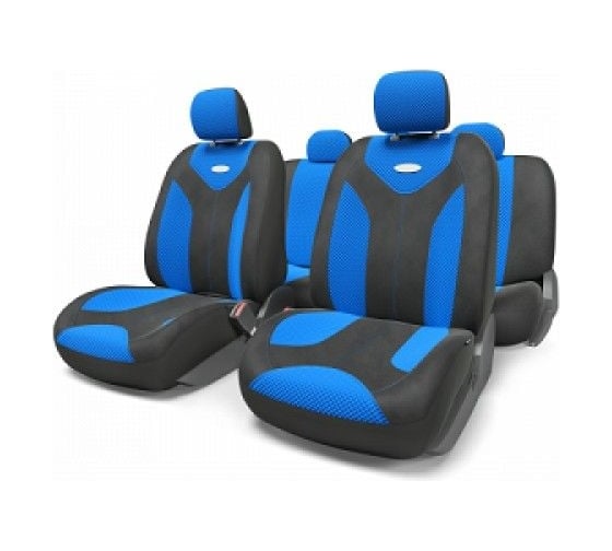 Авточехлы AUTOPROFI MATRIX искусствен. кожа, 11 предм., карман, 3 молнии, черн./синий MTX-1105 G TRS BK/BL 1